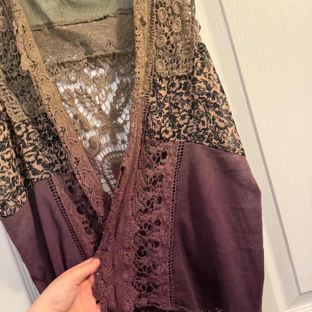 Gimmicks BKE Lace Crochet Boho Vest L Ombre Open Front Festival - Picture 3 of 5